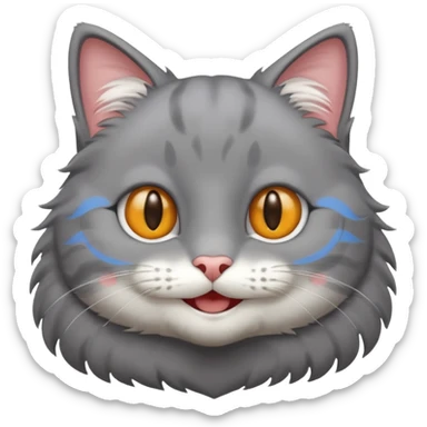 gray cat smile sticker