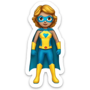 Child superhero girl, gloves boots mask sticker
