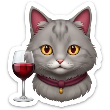 gray Cat sitting On A Couch With Wine sticker