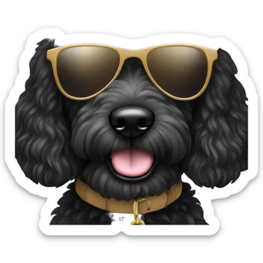 Black golden doodle  with sunglasses sticker