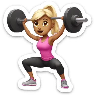Pink heat  girl doing squats with barbell sticker