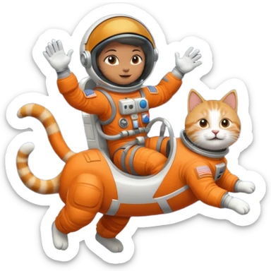 Astronaut rides cat sticker