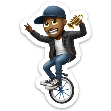 A hip-hop-anonymous riding a unicycle while playing a trumpet sticker