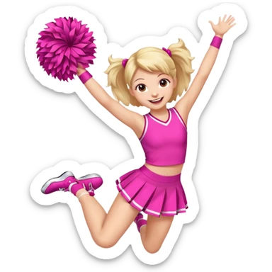 Pink girly cheerleader jumping sticker