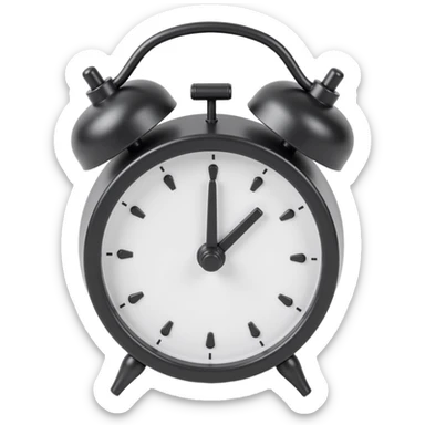 a realistic metallic alarm clock, skeuomorphism style sticker