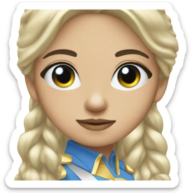 Gold eye patches on white brunett blue eyes girl sticker