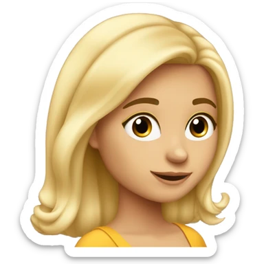 Una chica rubia con el pelo largo ondulado leyendo tranquilamente  sticker