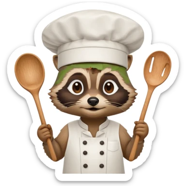 chef brown raccoon sticker
