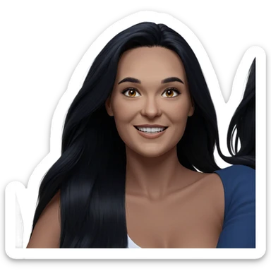 smiling girl with long hair sticker