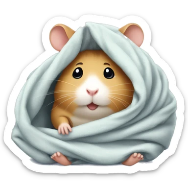 little hamster wrapped in a big blanket sticker