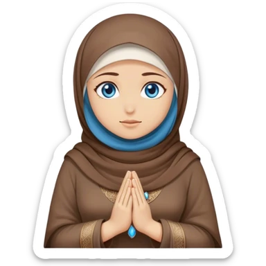 Turkish beautiful finish Konya girl blue eyes with hijab and brown stone dress it prays sticker