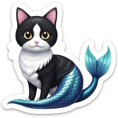 mermaid tuxedo cat sticker