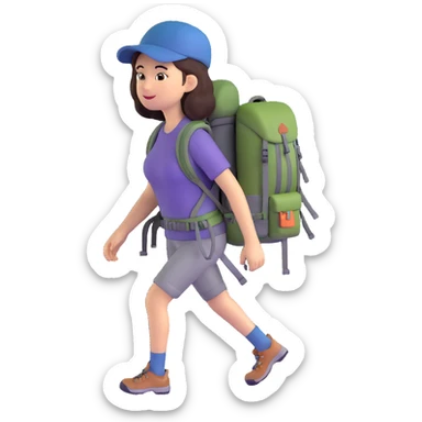 woman with hiking backpack sticker