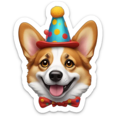 corgi dressed like clown sticker