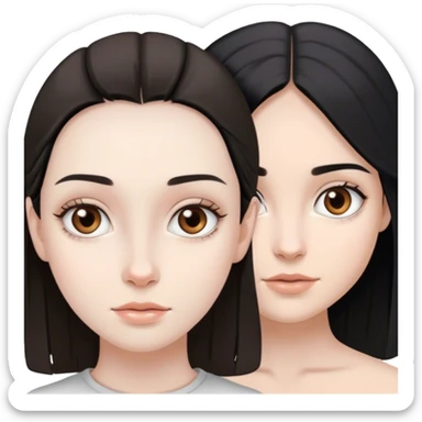 beautiful pale brunette girl with brown eyes and pale man black hair grey eyes sticker