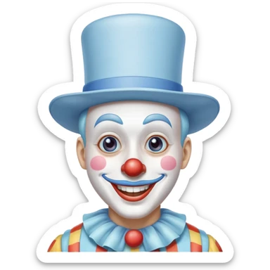 Chú hề đội mũ vuông cao xanh nước biển, cười tươi, khuôn mặt dài  sticker
