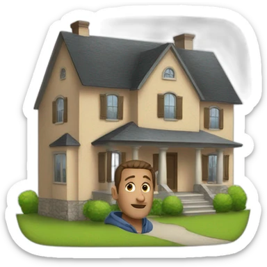 A not so large house with a large man sticker