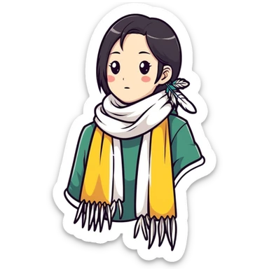feather scarf, light and airy, cartoon sticker style sticker