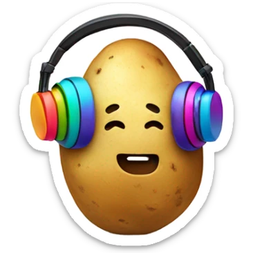potato wearing headphones  sticker