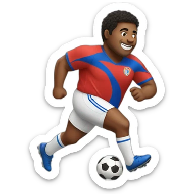 fat soccer player running sticker