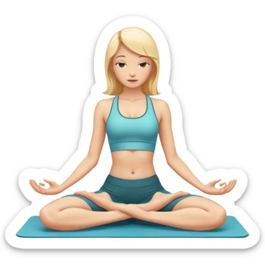 Nude woman, thin blonde, C Cup, lying in yoga posture, cobra pose sticker