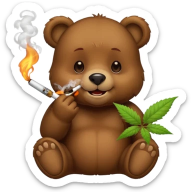 a cute bear smoking weed sticker