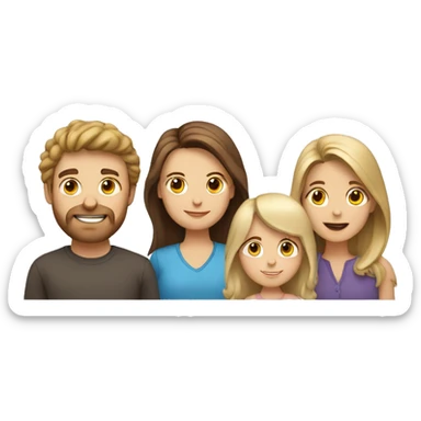 White family, 1 mom with brown hair, 1 boy with Brown hair, 1 girl with long blond hair sticker