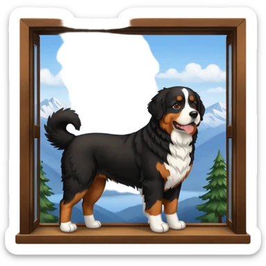 black 4Runner with Bernese mountain dog inside at window sticker