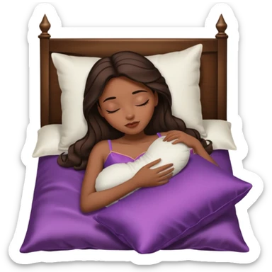 sleeping beauty brunette  black girl with a silk pillow sticker
