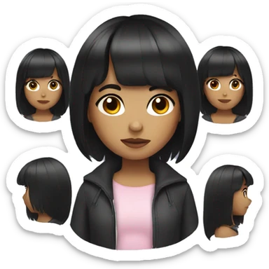 girl with black hair and bangs sticker