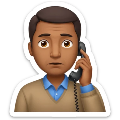 generate an indian dad, talking on call. looking upset sticker
