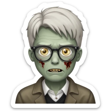 зомбы мужчина в очках с серыми глазами в очеах з прической mob cut sticker