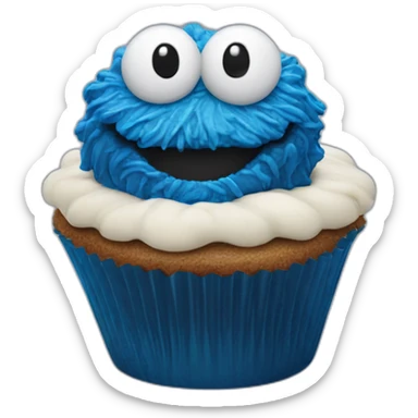 Happy Cookie Monster cupcake  sticker
