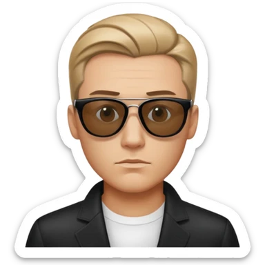 sigma boy, confident young man with sharp jawline, slicked-back hair, sunglasses, serious look sticker