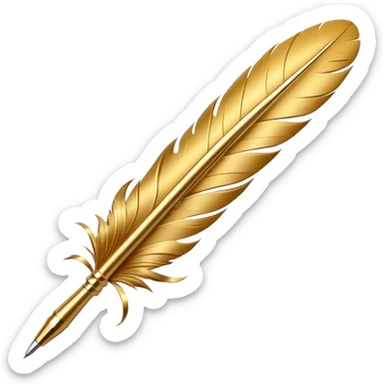 3D perspective academic premium golden ink feather pen sticker
