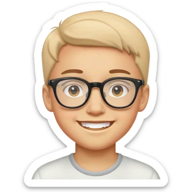 smiling boy with glasses indoors sticker