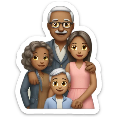 family 3 girl 1 grandfather 1 son sticker