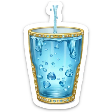 Cup of water poured into a beautiful bejeweled glass  sticker