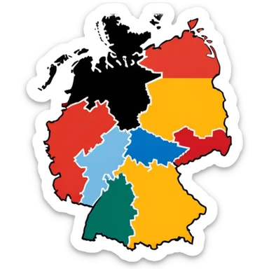 Germania divisa con mandiera in US sud-ovest, UK nord-ovest (Amburgo, Colonia), URSS est (Berlino Est, Dresda), France sud-ovest (Stoccarda, Friburgo) sticker