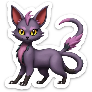 Black edgy cute Noivern-Noibat-Purloin-Torracat-Lykoi-Caracal-cat-Fakemon-fusion-hybrid-creature with an imp tail  sticker