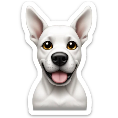 White Dog with black patches covering both eyes and standing up ears sticker