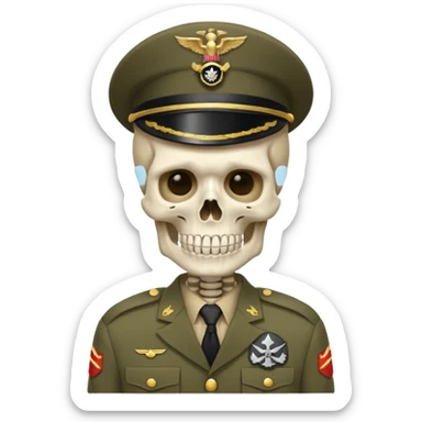 skeleton in army uniformm  sticker