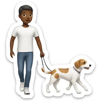 white boy walking with her dog sticker