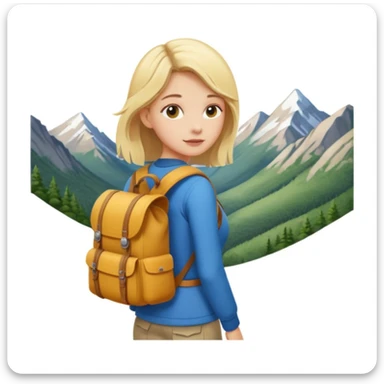 girl back packing mountains background  sticker