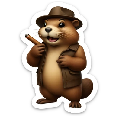 Beaver with a cigar sticker