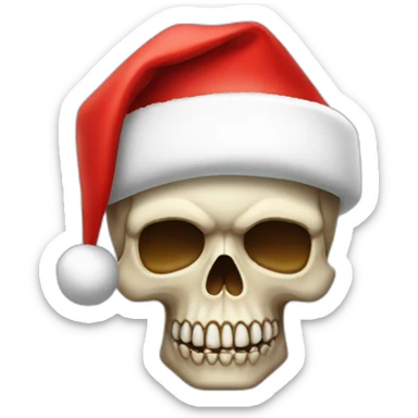 Only Skull with red santa cap sticker