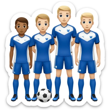 Het moet een staf worden van 3 prestatieteams voetbal van Olympia'18 met de hoofdkleuren blauw en wit, abstract sticker