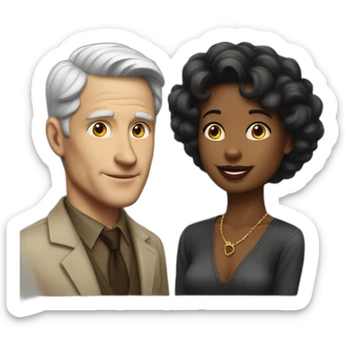 white man in late 50ties in love with younger-black-woman sticker