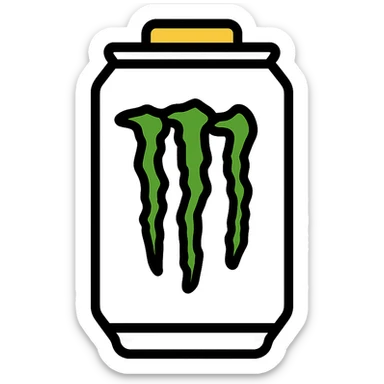 white Monster Energy can with sharp modern M logo, clean and minimalistic style sticker