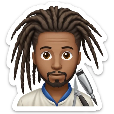 Tall  black barber with dreadlocks cutting hair  sticker